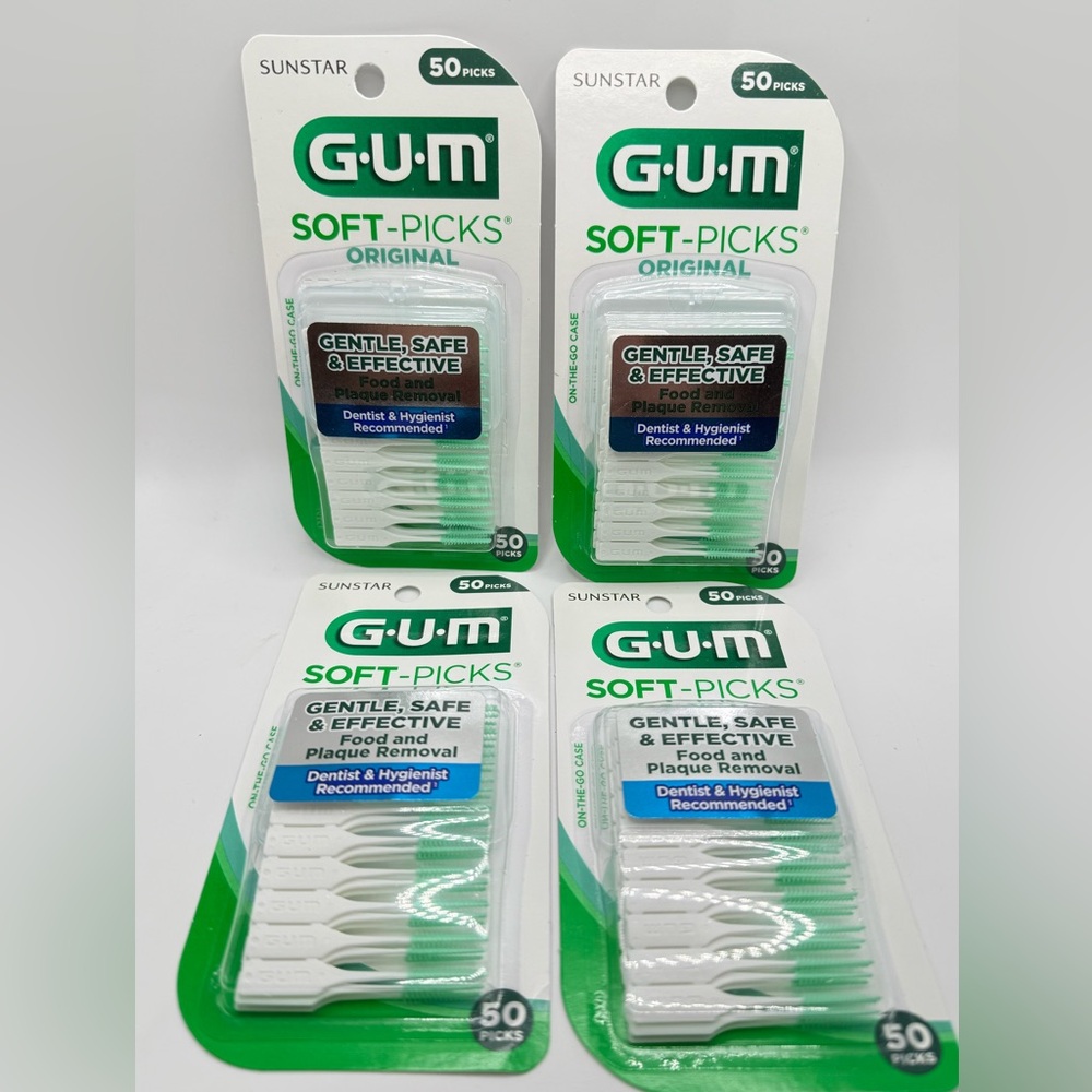 4 packs Sunstar G.U.M. Soft Picks Advanced 50 Picks/Pack - 200 Total Picks